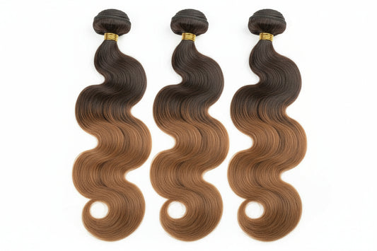 Ombre Choc Brown Vietnamese SSD Bone Straight Set(3 Bundles + 5×5 Closure)
