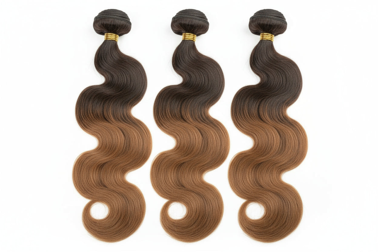 Ombre Choc Brown Vietnamese SSD Bone Straight Set(3 Bundles + 5×5 Closure)