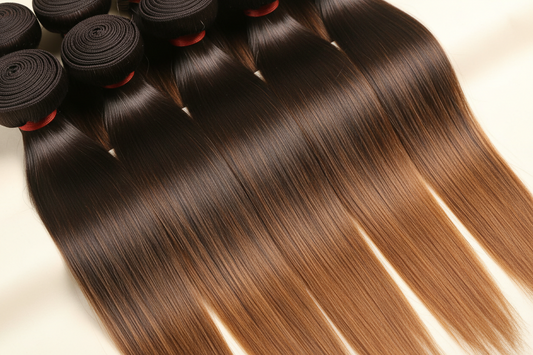 Ombre Choc Brown Vietnamese SSD Bone Straight Set(3 Bundles + 5×5 Closure)